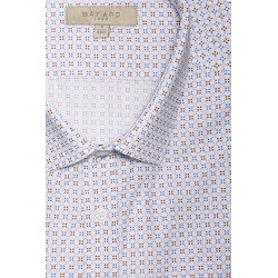 chemise manches courtes motifs bleu et rouge coupe ajustée