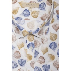 Chemise Manches Courtes Motifs Feuilles