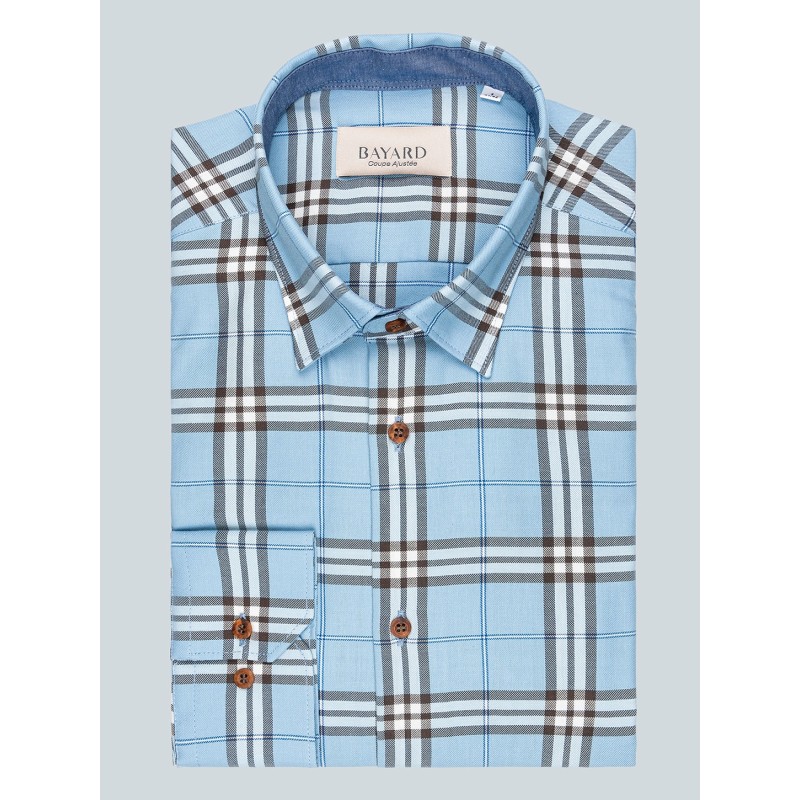 Chemise bleue à carreaux Burby