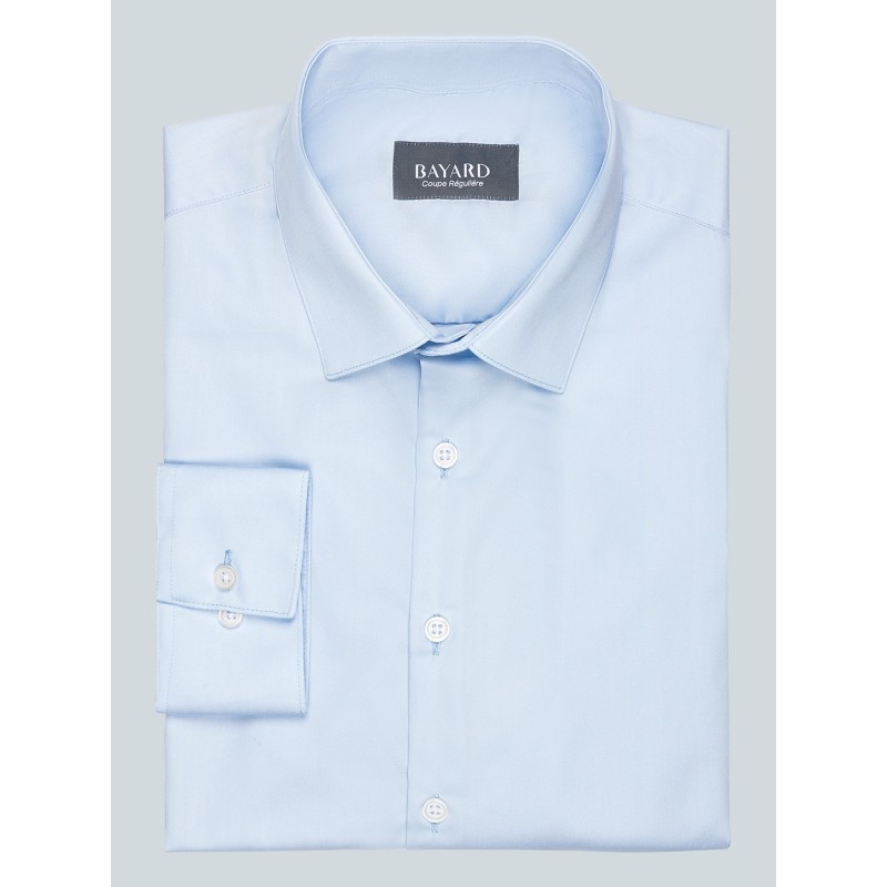 Chemise bleue régulière en twill non iron