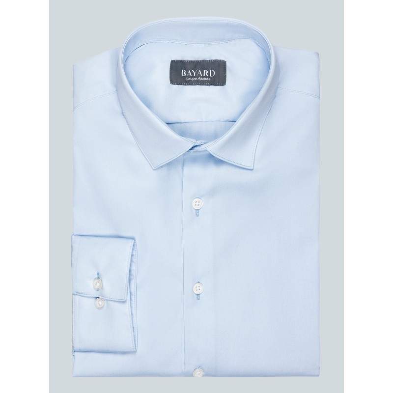 Chemise bleue ajustée en twill non iron