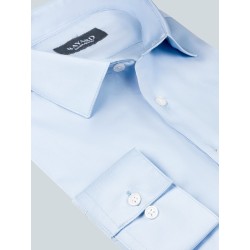 Chemise bleue ajustée en twill non iron manche