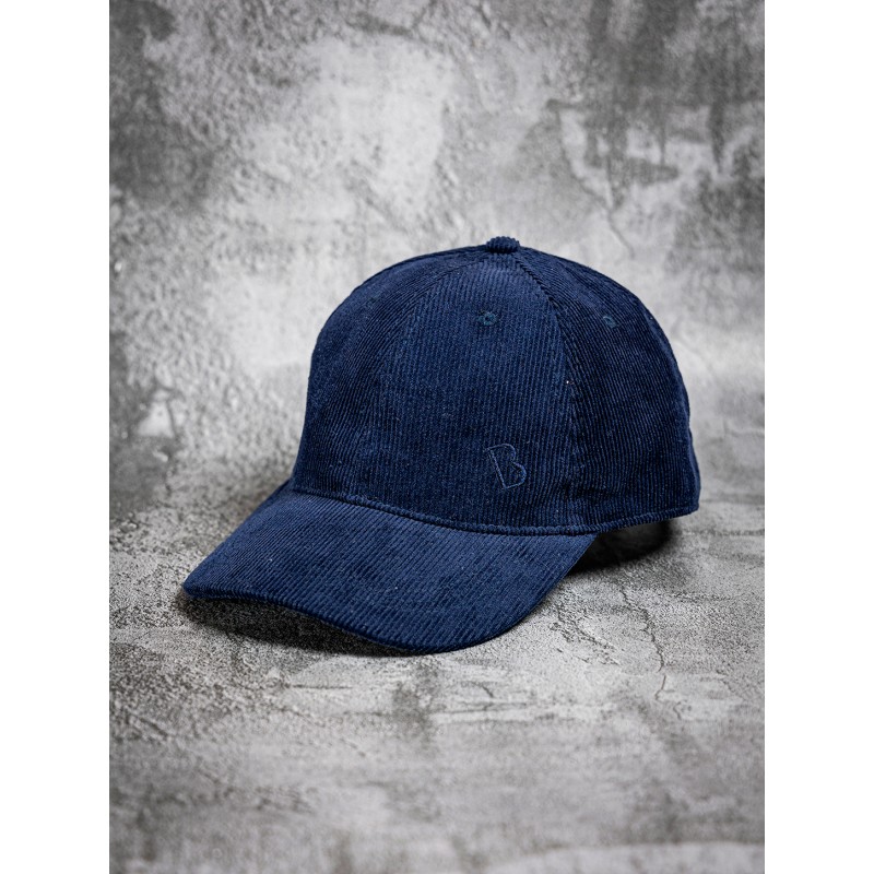 Casquette marine en velours milleraies