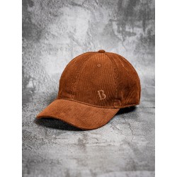 Casquette camel en velours milleraies