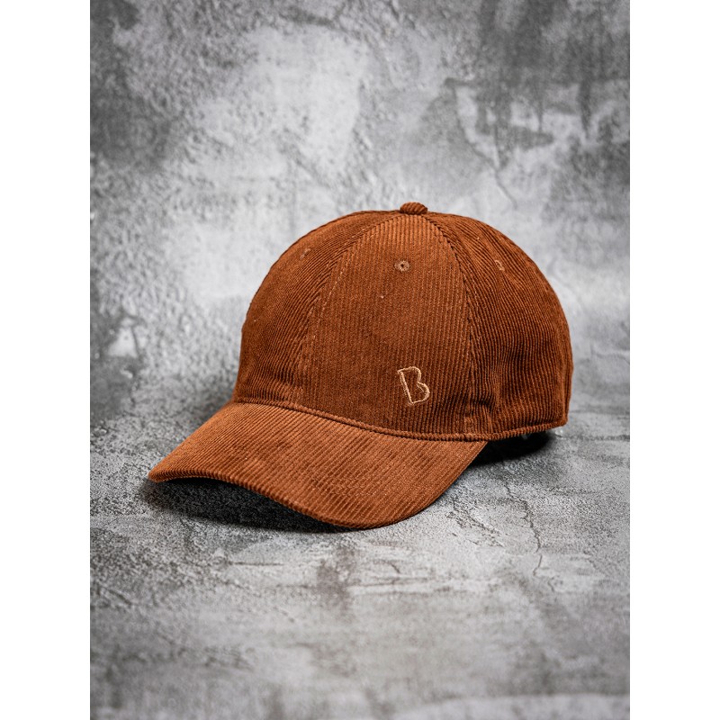 Casquette camel en velours milleraies