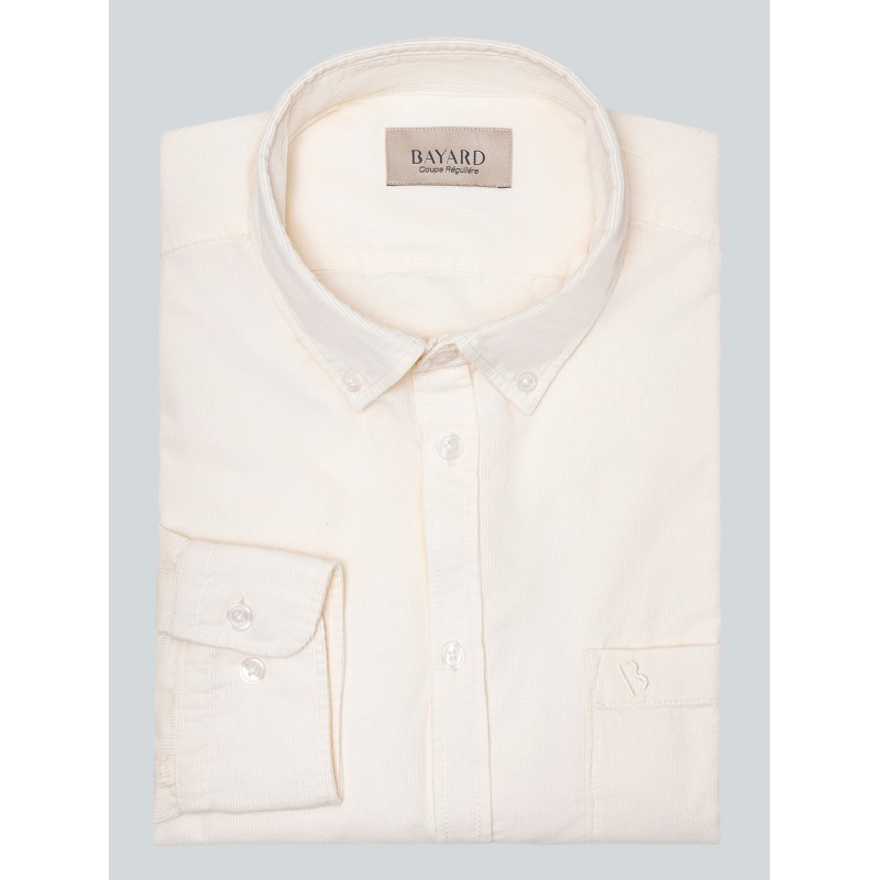 Chemise écrue en velours milleraies