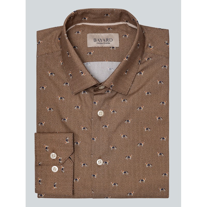 Chemise imprimée camel Dog