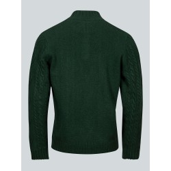 Pull col zippé vert en maille irlandaise