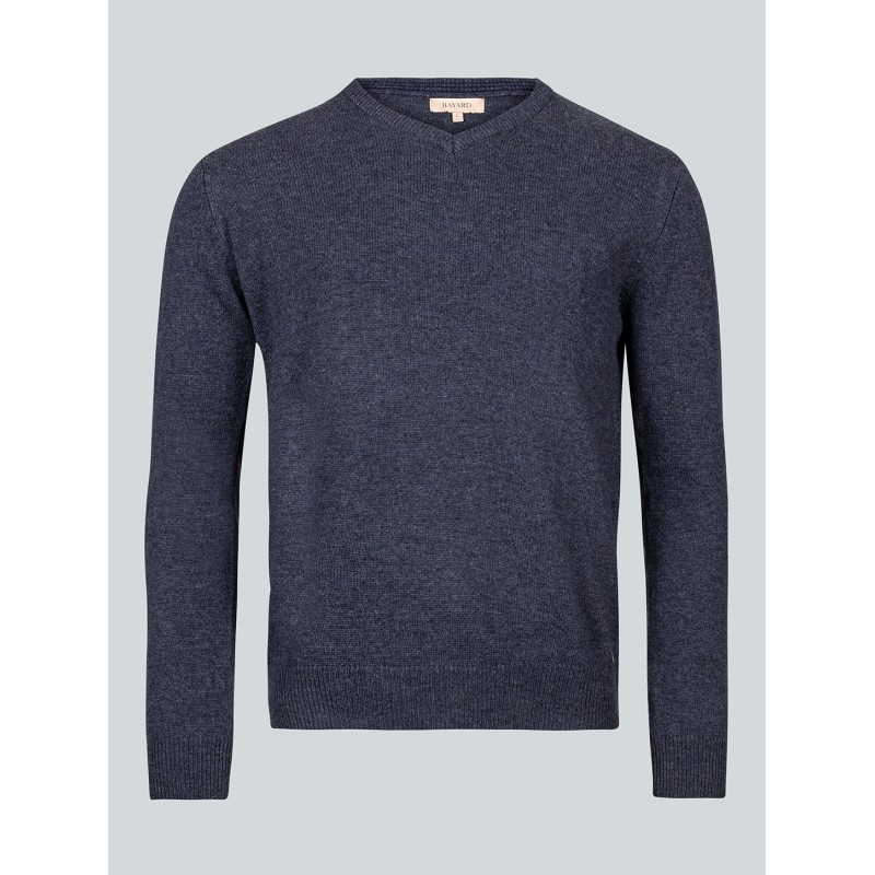 Pull col V marine Baptiste en laine