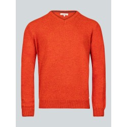 Pull col V orange Baptiste en laine