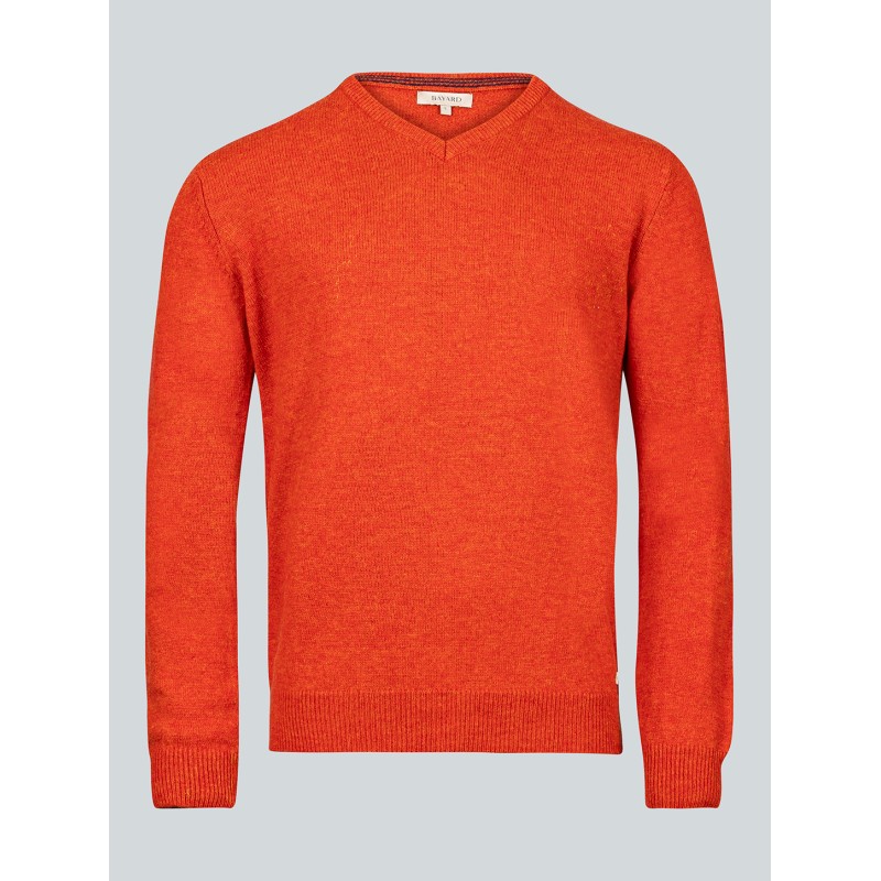 Pull col V orange Baptiste en laine