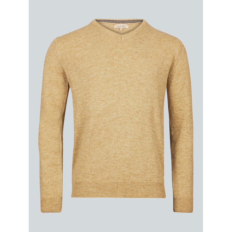 Pull col V beige Baptiste en laine