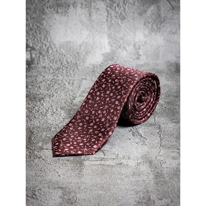 Cravate bordeaux jacquard fantaisie