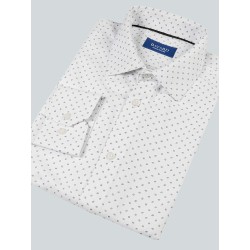 Chemise blanche à motifs gris droite