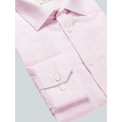 Chemise rayée en lin rose gauche
