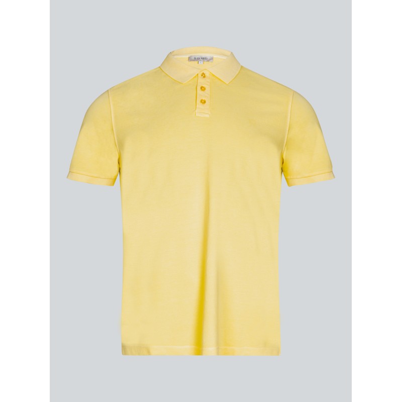 Polo jaune en coton bio Vintage