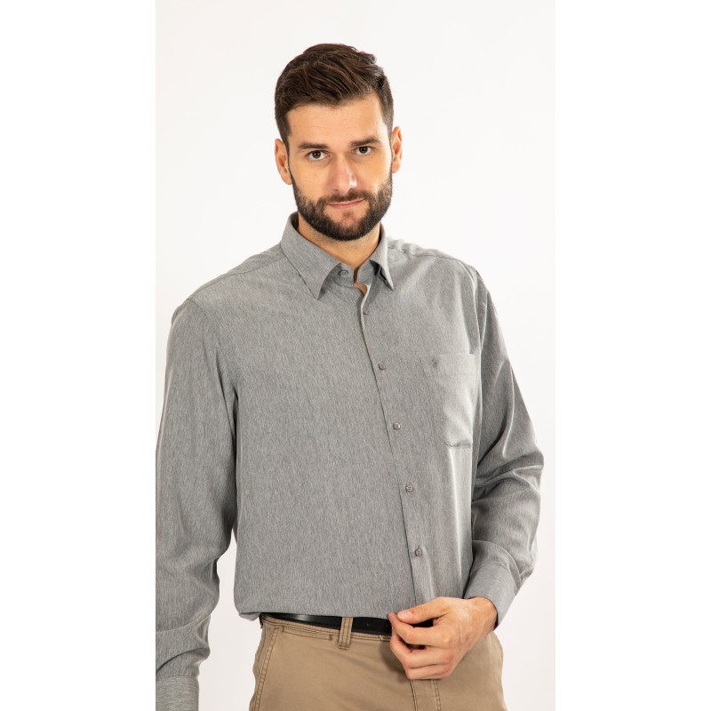 chemise sans repassage gris perle