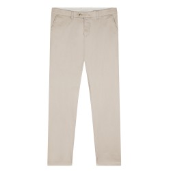 Pantalon toile coupe slim en coton uni beige