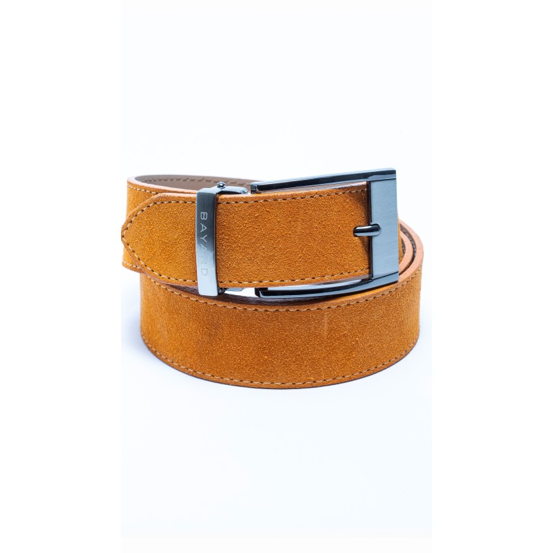 Ceinture orange en cuir velours