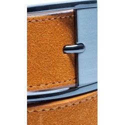 Ceinture orange en cuir velours