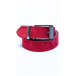 Ceinture rouge en cuir velours