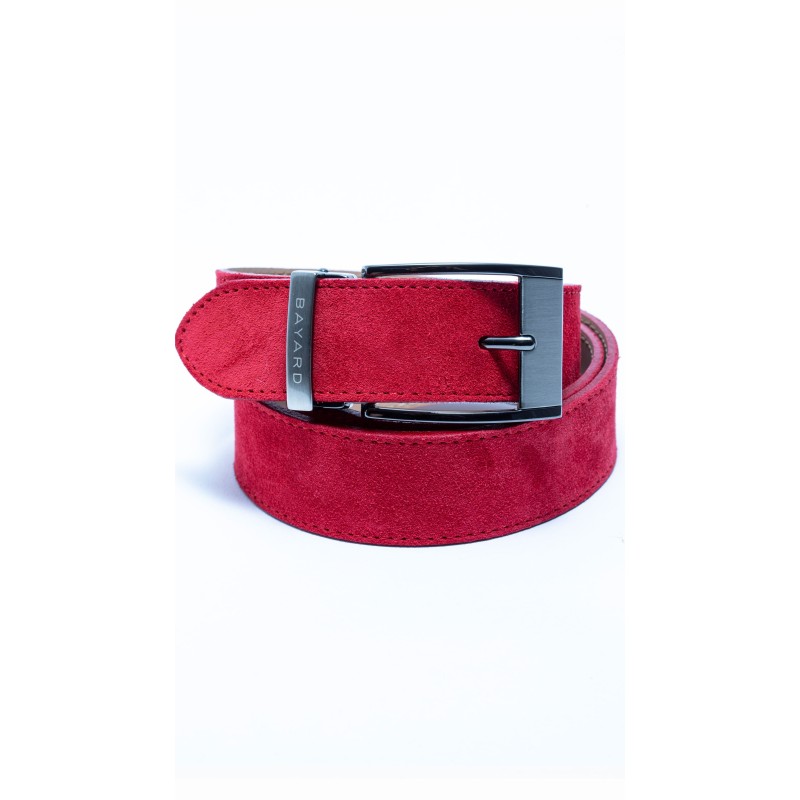 Ceinture rouge en cuir velours