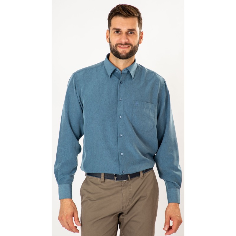 Chemise sans repassage indigo