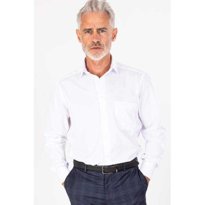 Chemise en tissage Twill blanche en coton coupe régulière