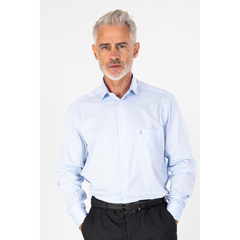 Chemise en tissage Twill ciel en coton coupe régulière