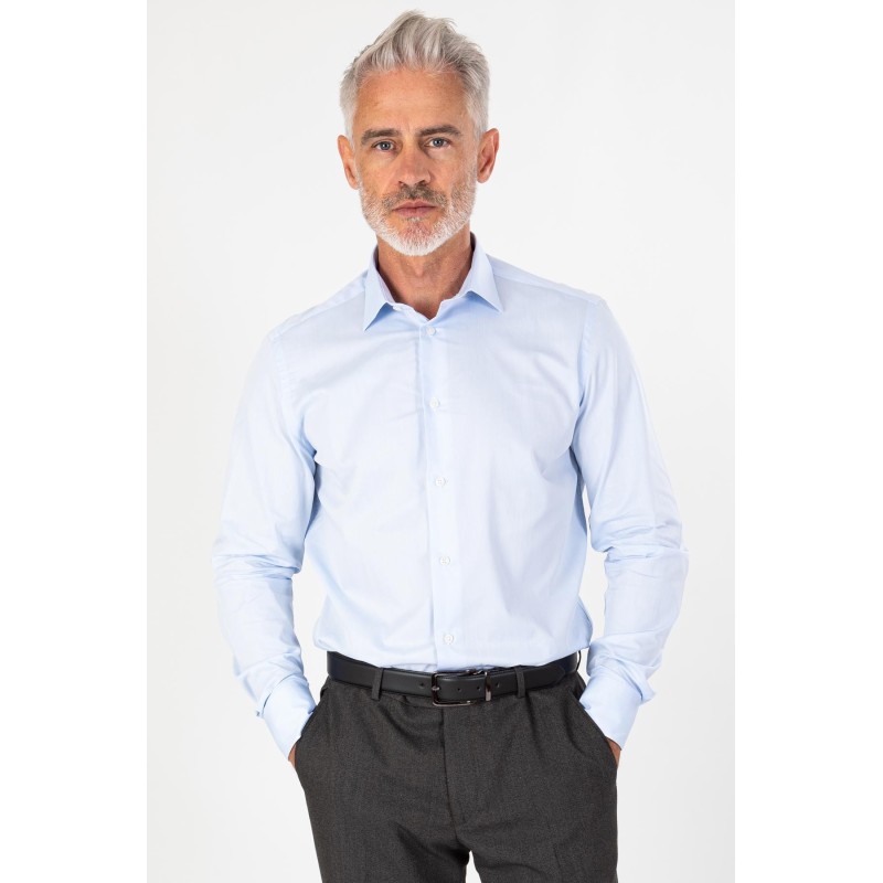 Chemise en tissage Twill bleu ciel en coton coupe ajustée
