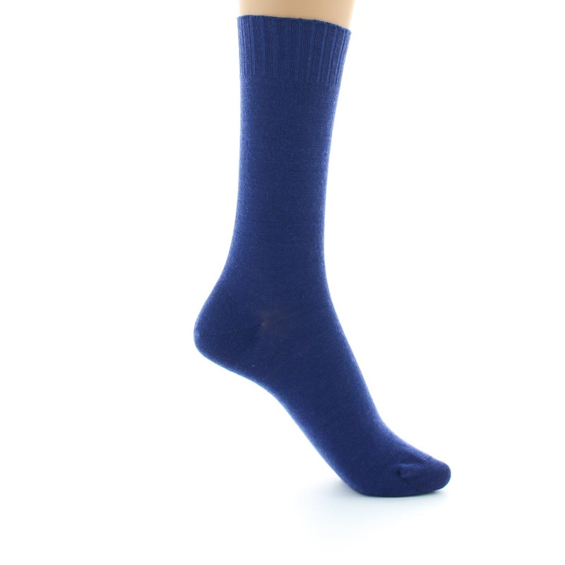 Chaussettes Perrin fines confort Laine peignée indigo