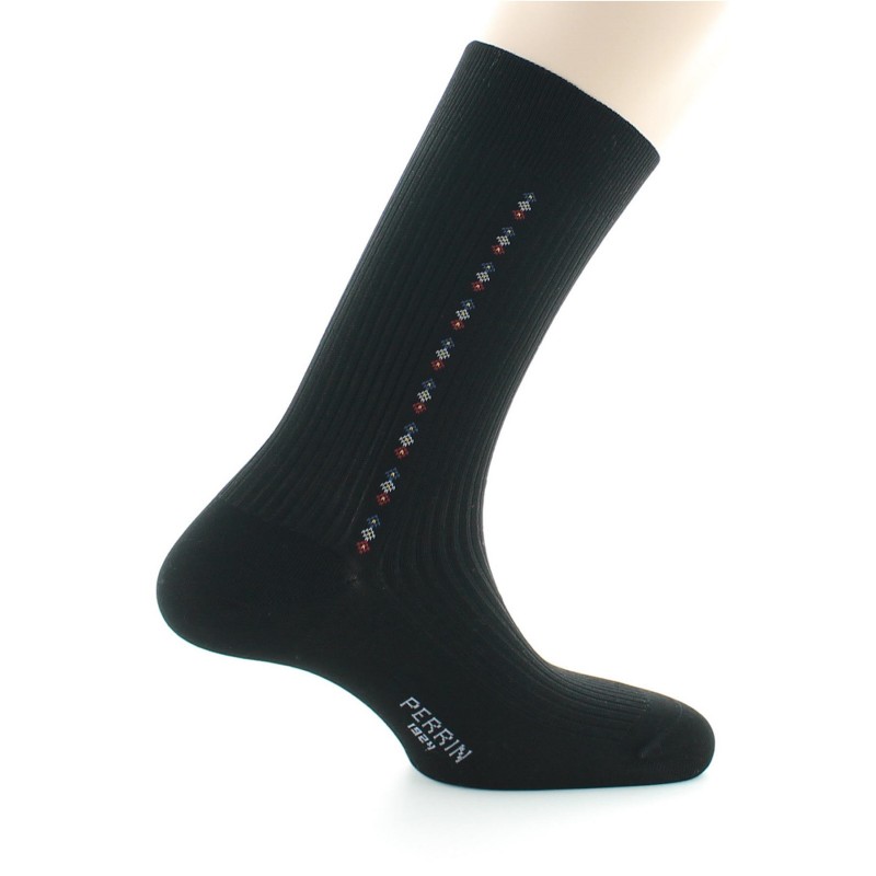 Chaussettes Perrin Sans élastique Coton fil d'écosse Noir