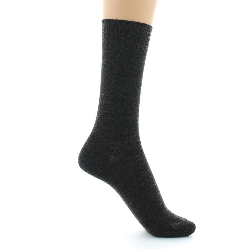 Chaussettes Perrin fines confort Laine peignée marron