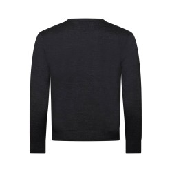 Pull col V anthracite en laine merinos