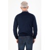 Pull col V bleu marine en laine merinos