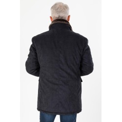 Parka marine avec col fourrure amovible