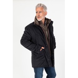 Parka marine avec col fourrure amovible