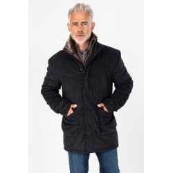 Parka marine avec col fourrure amovible