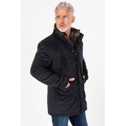 Parka marine avec col fourrure amovible