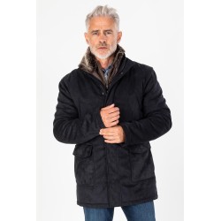 Parka marine avec col fourrure amovible