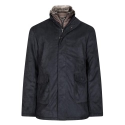 Parka marine avec col fourrure amovible