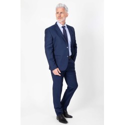 Pantalon bleu foncé en laine coupe ajustée