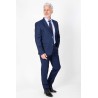 Pantalon bleu foncé en laine coupe ajustée