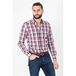 Chemise à carreaux bleus et rouges casual