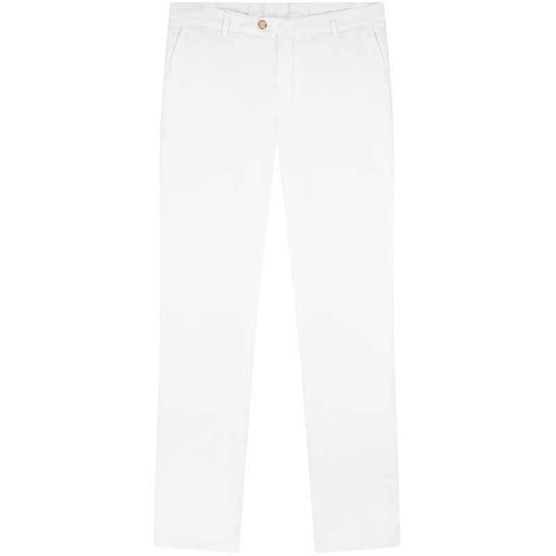 Chino en coton blanc stretch coupe slim poches italiennes