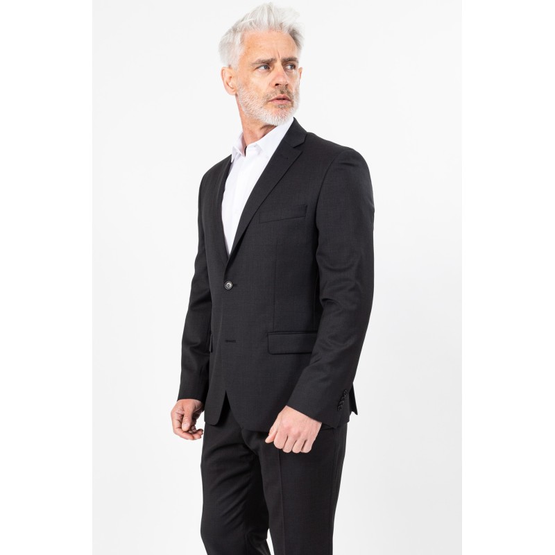 Veste en laine anthracite coupe ajustée tissu Marzotto