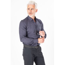 Chemise à fleurs marine poignets cassés