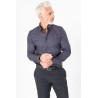 Chemise à fleurs marine  col boutonnés sous pattes