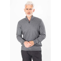 pull gris cachemire et coton mélangé