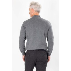 pull gris torsadée coupe droite en coton et cachemire